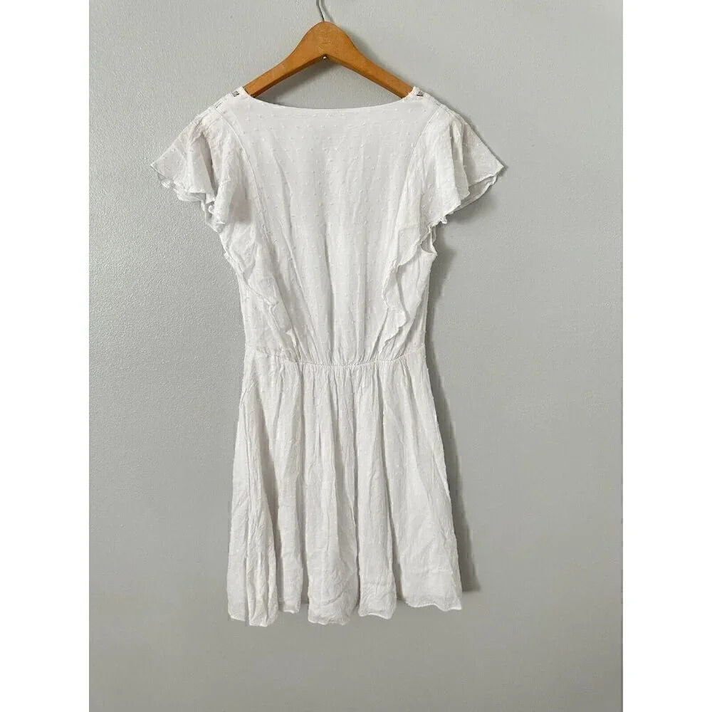 Express Ruffled Sleeved Textured V-Neck Mini Dress Sz XS - Picture 3 of 3